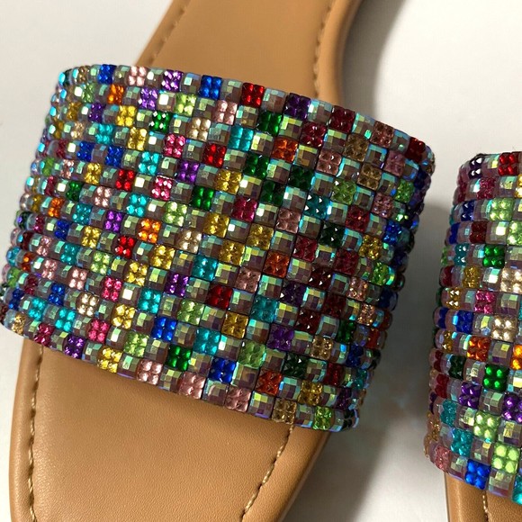 INC International Concepts Womens 7M Multicolor Rhinestone Nataliah Slide Sandal - Picture 3 of 16